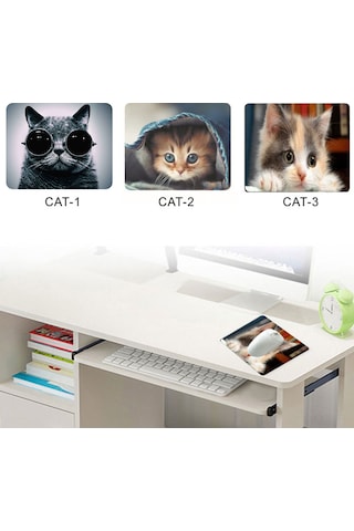 Mufunye Kedi Desenli Kaymazsız Mouse Pad - 180x220mm, Yumuşak Dokuma, Oyun Ve Çalışma İçin, 9 Farklı Kedi Resmi Seçeneği Diğer