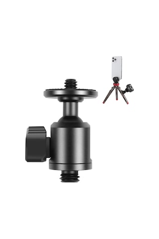 Sones Puluz 3/8 İnç Dış Vida Metal Tripod Topuz Başlı Adaptör Düğme Kilidi Siyah