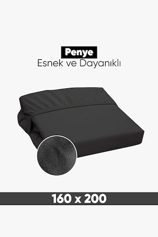 Penye Lastikli Çarşaf Pamuklu Jersey Çift Kişilik 160x200cm Antrasit Antrasit