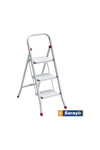 Saraylı Pratik Metal Merdiven Beyaz 3 Basamaklı