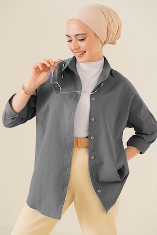 Bigdart 103901 Oversize Basic Tesettür Gömlek - Gri 001