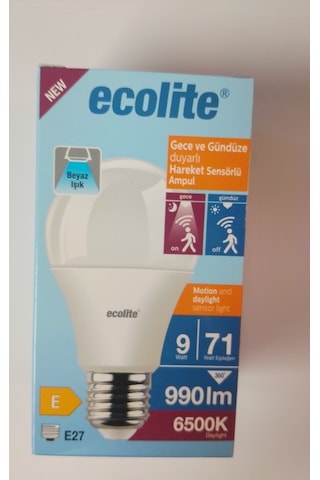 Ecolite Gece Gündüz Işık Ayarlı Sensörlü 9 Watt Led Ampul Beyaz