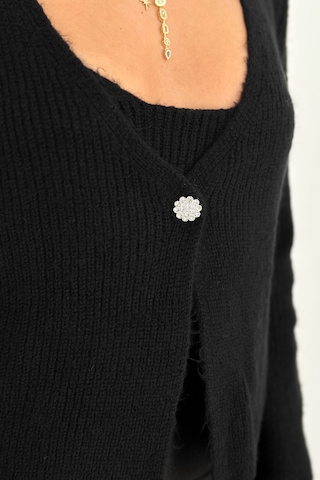 Noa & Noa Kadın Örgü Crop Top & Hırka Takımı Yumuşak & Minimal Stil Siyah