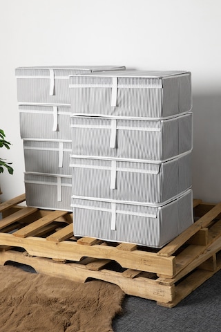 Kapaklı Baza 8'li Hurç 50x40x19 - Gri Gri