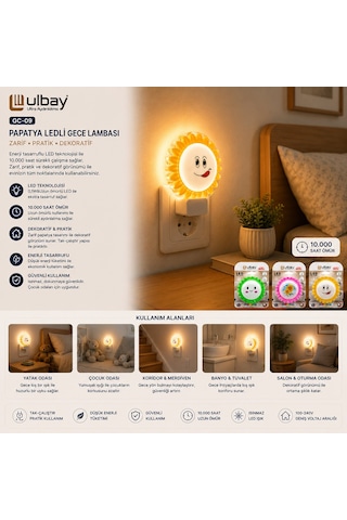 Go İthalat 10 Adet Papyatya Ledli Gece Lambası Gc-09 .