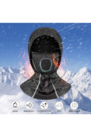 Rockbros Kış Kar Maskesi - Yüz Maskesi Nefes Alabili - Bisiklet, Siyah