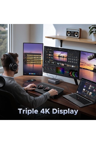 Ugreen Revodok Pro 2dp Ve Hdmı Yalnızca Windows Dizüstü Bilgisayarlar İçin 8k Dp/4k Hdmı, 100w Şarj, 27w Usb C, 10gbps Usb Bağlantı Noktaları, Gigabit Lan, Sd/tf İle Üçlü Ekran Yuvası