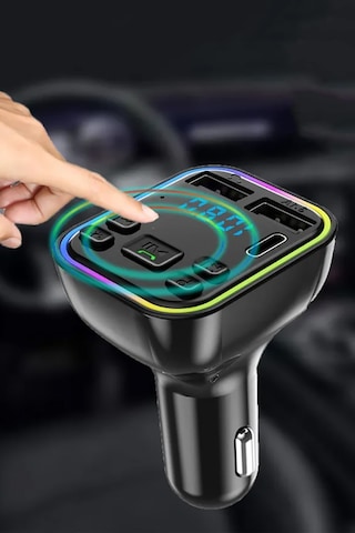 Siyah Fm Verici Araba Için Bluetooth Uyumlu Araç Adaptörü Çift Usb Şarj Cihazı Mp3 Çalar Desteği