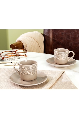 Madame Coco Gloria 2'li Kahve Fincan Seti-2 1kfınc033170ml-toprak