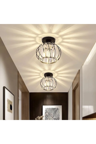 Luna Lighting Luxury Plafonyer Siyah Kristal Taşlı Avize LUNA-EG-1S Siyah