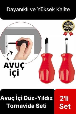 Özel Üretim Kaliteli Dayanıklı Ergonomik Tadilat Vidalama Avuç İçi Düz Yıldız 2'li Tornavida Seti
