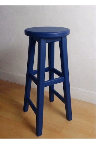 Ahşap Tabure 75 Cm Mavi Ahşap Tabure 75 Cm Mavi