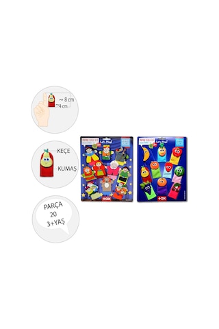 2 Set - 20 Parça Tox Masal Kahramanları ve Meyveler Parmak Kukla
