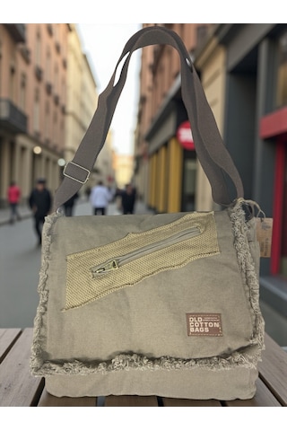 Old Cotton Cargo Vintage Salaş Orta Boy Unisex Günlük Çapraz Postacı Tablet Çantası M 32 Cm X 27 Cm Bej