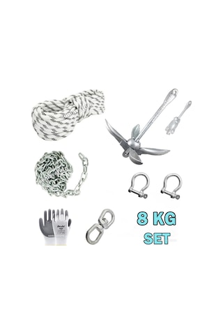 Tekne Ve Şişme Bot İçin Hazır Çapa Seti 8kg Şemsiye Çapalı