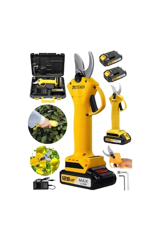 Steiner 128 Vf 10 Ah Çift Akülü Bağ Makası Dal Budama Makası Sarı