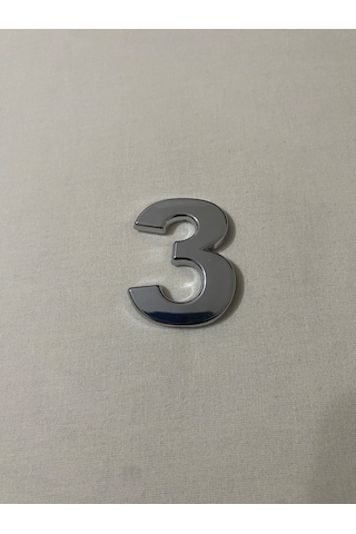 3 Üç Numara Yapışkanlı Daire Bina Villa Kapı Numarası Krom Crom 4 Cmx5cm No:3 Plastik
