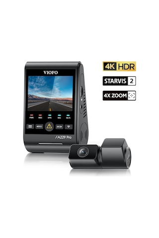 Viofo A229 Pro Tele 2 Kanallı Ön+telefoto 4k+2k Hdr Sony Starvıs 2 Sensör Gps'li Araç Kamerası