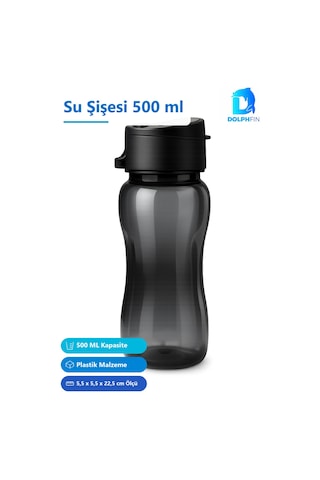 500 Ml Plastik Su Şişesi Suluk Matara Siyah