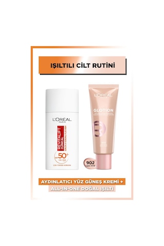 L'Oréal Paris Aydınlatıcı Yüz Güneş Kremi SPF50+ 50 ML + All-in-One Doğal Işıltı 40 ML