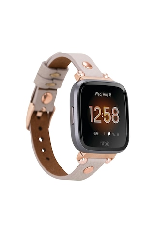 Bouletta Fitbit Versa Deri Kordon Ferro Rose Gold Troklu Gri (443084240)