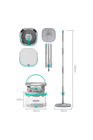 Smarter Aqua Max Özel Seri Şeffaf Temiz&kirli Suyu Ayırma Çift Kova Yedekli Temizlik Seti Mop Paspas