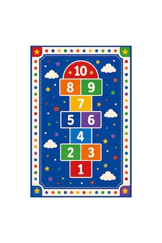 Kartela Halı Seksek Temalı Kaymaz Taban Çocuk Oyun Halısı - 60 x 90 CM