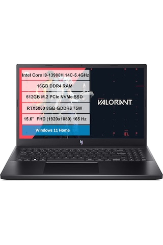 Acer ANV15-52-91EQ NH.QZAEY.004 i9-13900H 16 GB 512 GB SSD 8 GB RTX5060 15.6" W11H Dizüstü Bilgisayar