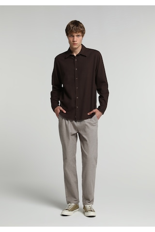 Colin's Colins Regular Fit Shirt Neck Düz Erkek Kahverengi Uzun Kol Gömlek Cl1082606 Q1.v2 Brw