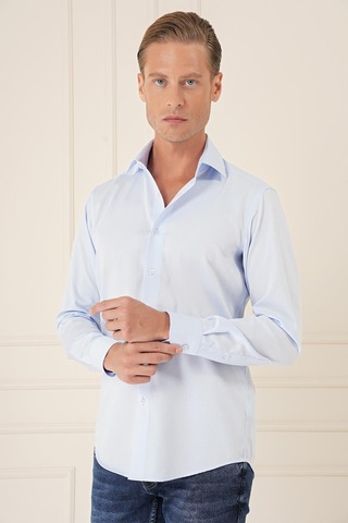 Efor Slim Fit %100 Pamuk Non Iron Kumaş Klasik Mavi Gömlek Gk 735 Mavi