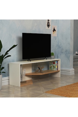 Lagomood Vega TV Ünitesi TV Sehpası Beyaz Meşe
