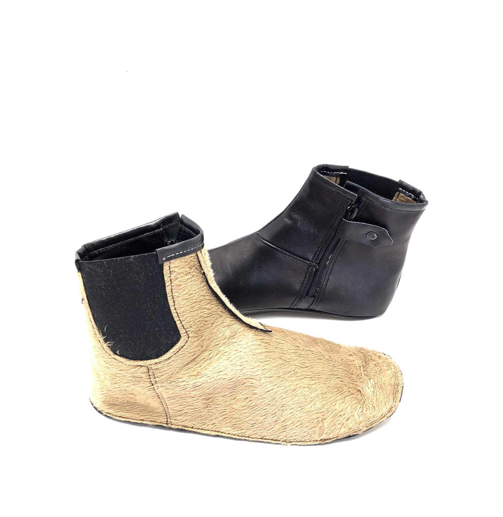 Deritarz Hakiki Deri Kürklü Sıcak Astar Fermuar Ve Lastikli Yumuşak Mest Siyah