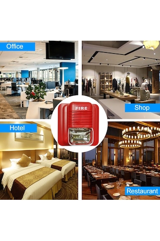 Yunboo Fa-01 Yangın Alarm Sireni: 100db Ses Ve Işık Uyarı, Dc 9-24v, Abs Malzeme, Ofis/market/ Otel Uygun