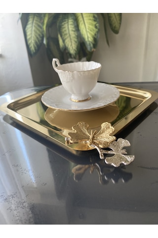 KARE KELEBEKLİ GOLD TEPSİ 1 ADET 1. KALİTE  (HEDİYELİ) KAHVE SÖZ