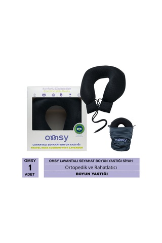 Omsy Lavantalı Seyahat Boyun Yastığı Siyah 1 Adet