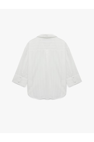 Koton Pamuklu Uzun Kollu Nakış Detaylı Brodeli Oversize Poplin Gömlek Kırık Beyaz 6sak60251uw Ekru