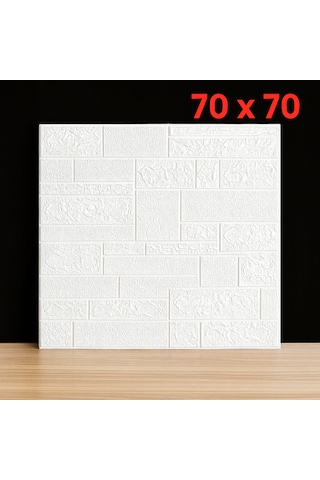 6 Adet 70x70cm Beyaz 3d Dekoratif Kendinden Yapışkanlı Taş Ev Tuğla Kesme Taş Köpük Duvar -