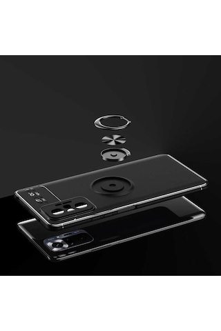 Xiaomi Redmi Note 10 Pro Kılıf Zore Ravel Silikon Kapak Siyah-Rose Gold