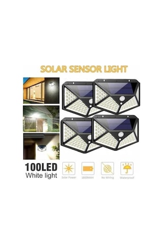 Güneş Enerjili Lamba Led Sokak Dış Ortam Solar Bahçe Aydınlatması Su Geçirmez Sensörlü 100 Led