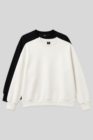 Tommy Life Basic Oversıze O Yaka 2li Paket Siyah-ekru Kadın Sweatshirt - 97053 Siyah - Ekru