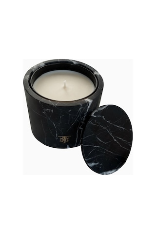 Montroi Nero Marquina Marble Candle Holder El Yapımı Lüks Mumluk Siyah