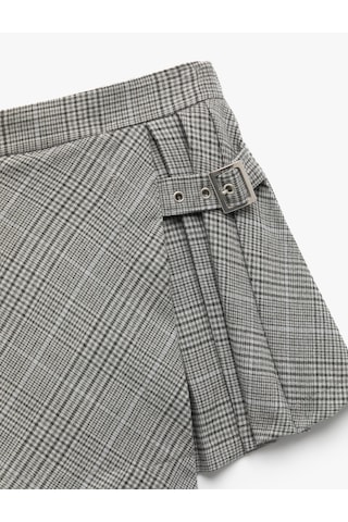 Koton Ekose Desenli Kemer Detaylı Pileli Şort Etek Gri Ekose 6wkg40036aw Gri Ekoseli