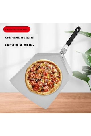 Katlanır Paslanmaz Çelik Pizza Ve Kek Spatulası Gümüş - Siyah Gümüş - Siyah