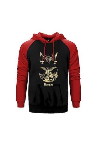 Mayhem Daemon King Kırmızı Renk Reglan Kol Kapşonlu Sweatshirt Kırmızı