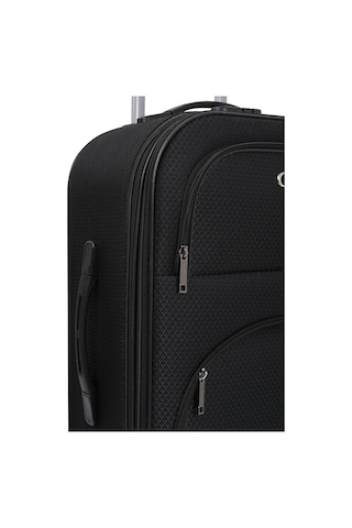 Oleets 8 Tekerli Su Geçirmez Kumaş Orta Boy Valiz Siyah