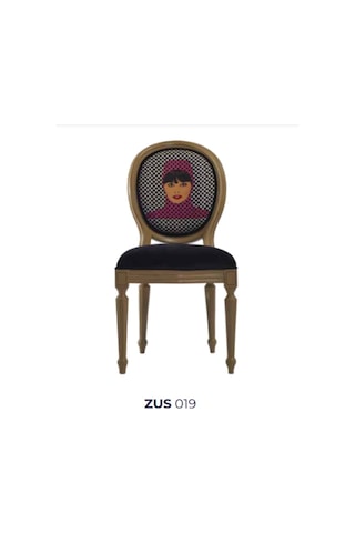 Bengimobilya Sandalye Zus019 Hasır Madalyon Model Resimli Baby Face Siyah Kuma