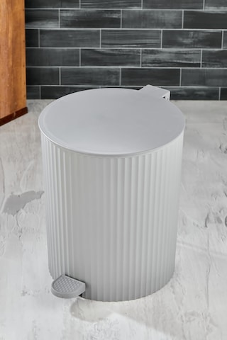 Este - Yuvarlak Pedallı Çöp Kovası - Çizgili Kapaklı - Banyo Mutfak Gri