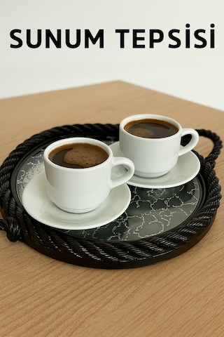 Sert Plastik Yuvarlak Sunum Tepsisi, Dayanıklı Ve Şık Servis Çözümü Siyah