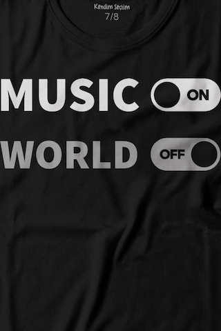 Kendim Seçtim Music On World Off Müzik Dünya Baskılı Tişört Çocuk T-shirt 001