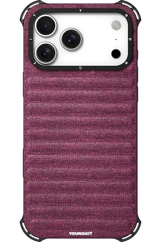 Apple Uyumlu iPhone 17 Pro Max Kılıf M-safe Şarj Özellikli Youngkit Canvas Serisi Kapak Mürdüm Mürdüm
